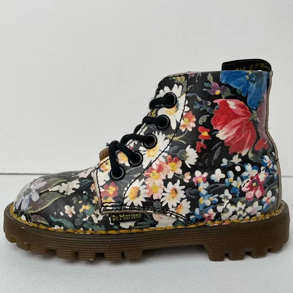Vintage Dr. Martens England MIE Floral Print Leather Boots Toddler - Picture 1 of 14